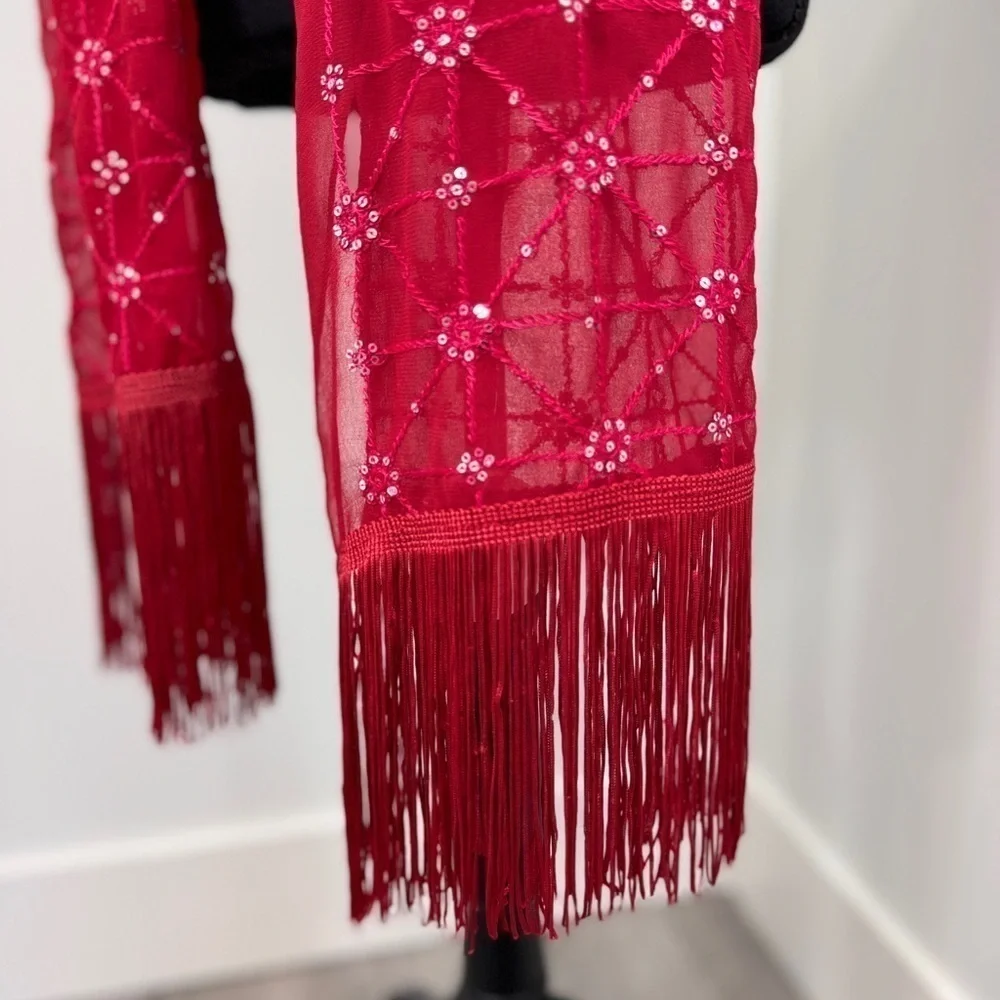 Studio NYC Amiee Lynne Red Beaded Scarf 70